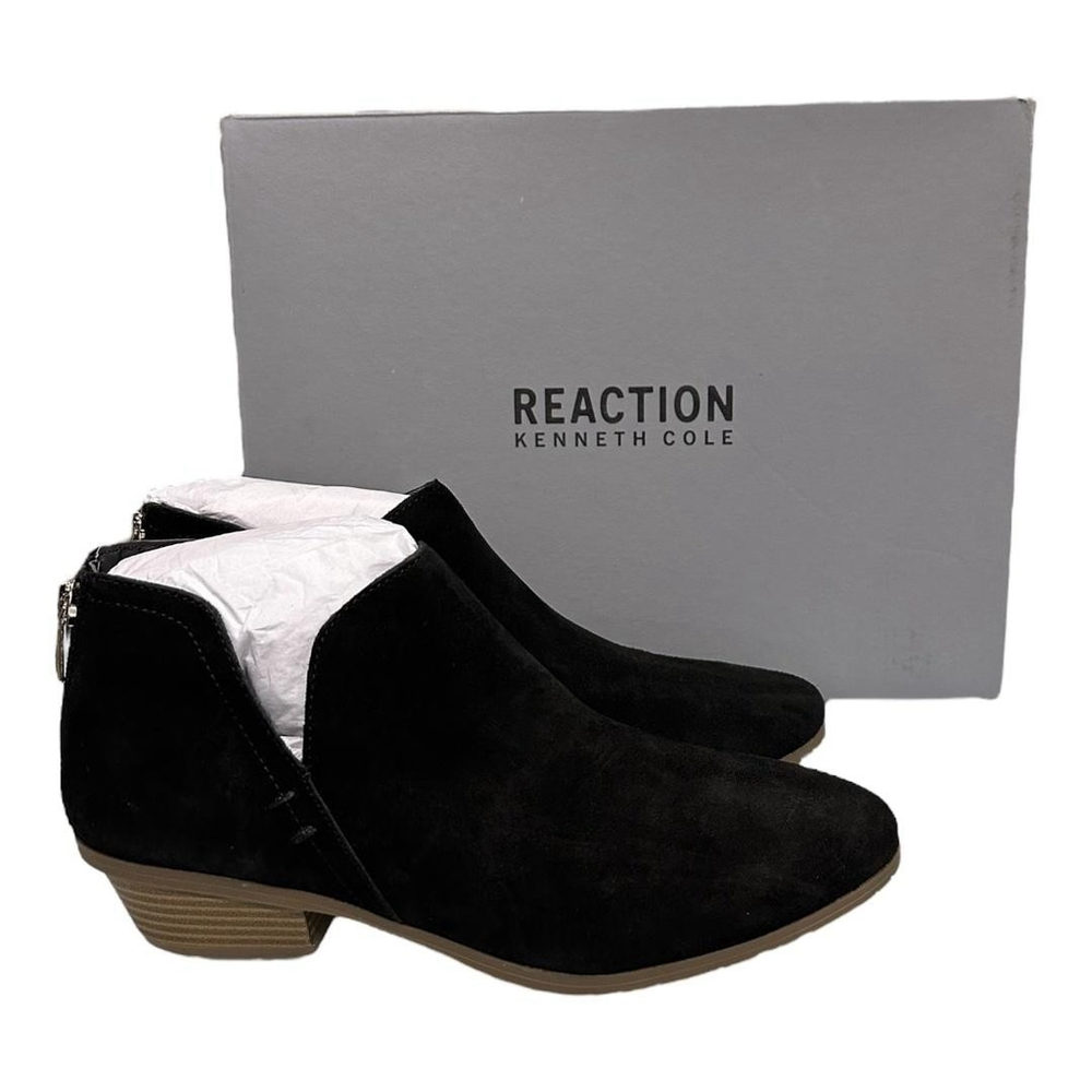 Kenneth Cole Reaction Sight Away Boots Womens 8.5 Black Ankle Booties Suede